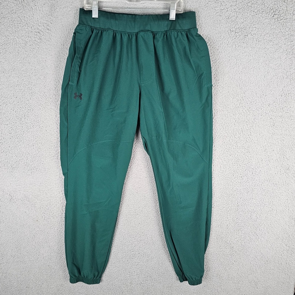 Under‎ Armour Jogger Pants Men Large Green Stretch Woven Water-Resistant 1382119